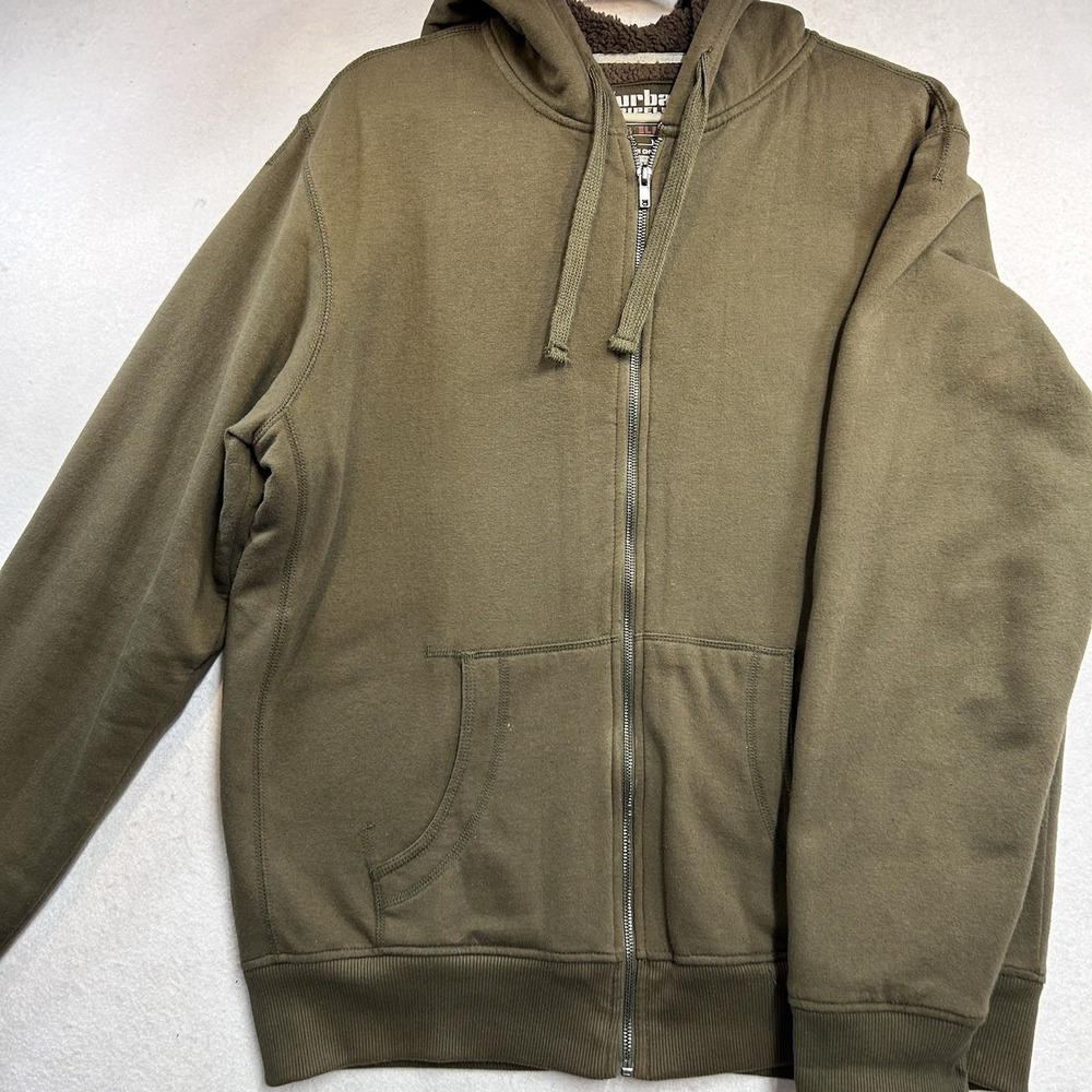 Urban Pipeline Fleece Sherpa Lined Army Green Hoodie XL